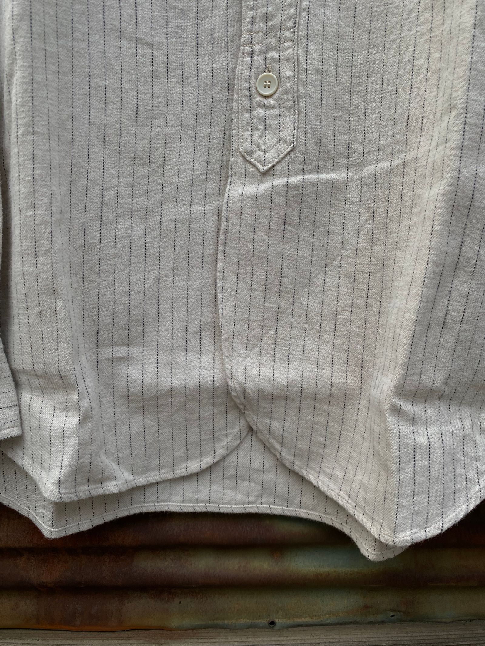 F3485 C/W STRIPE BANDCOLLAR / C/W ストライプ バンドカラー シャツ / IVORY