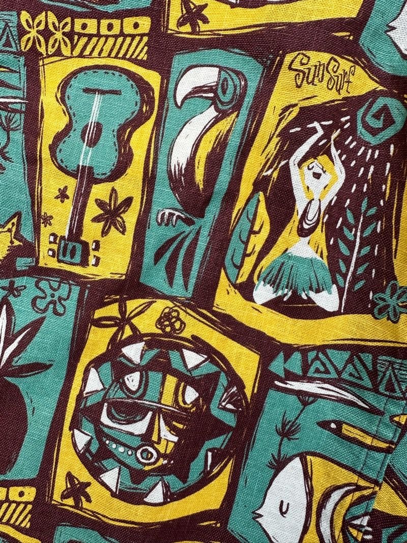 SUN SURF by Masked Mabel / ISLAND WOODCUT / コットンリネンショーツ / ショートパンツ / SS51838