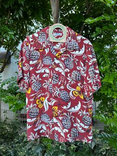ALOHA SHIRTS “ ISLAND FEELING ”  /半袖レーヨンシャツ / アロハシャツ / ハワイアン / パイナップル柄 / SS39022 / ブラウン (138)