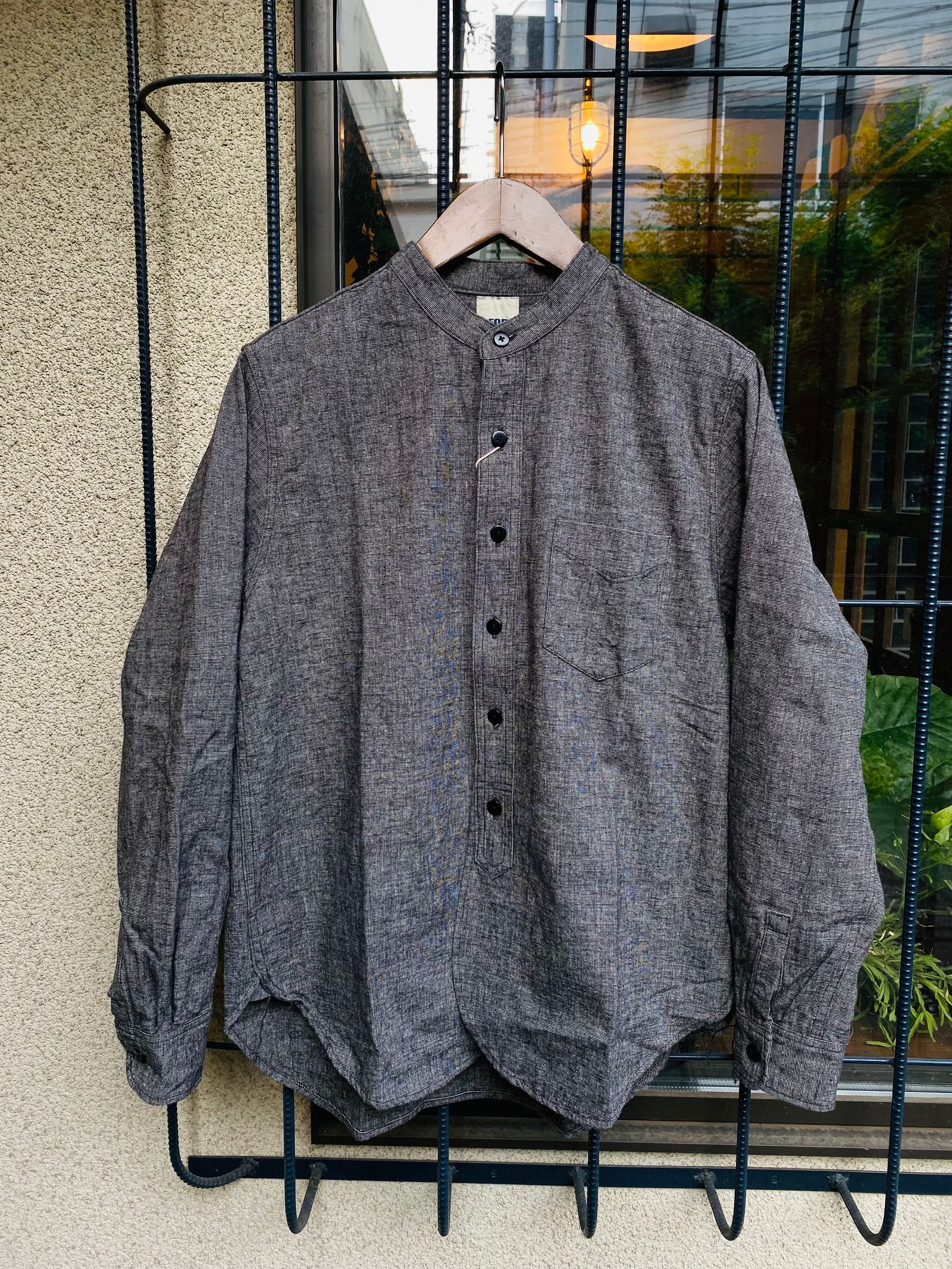 F3471 / C/L TWEED BAND COLLAR SHIRT / CLツイードバンドカラーシャツ / ブラック