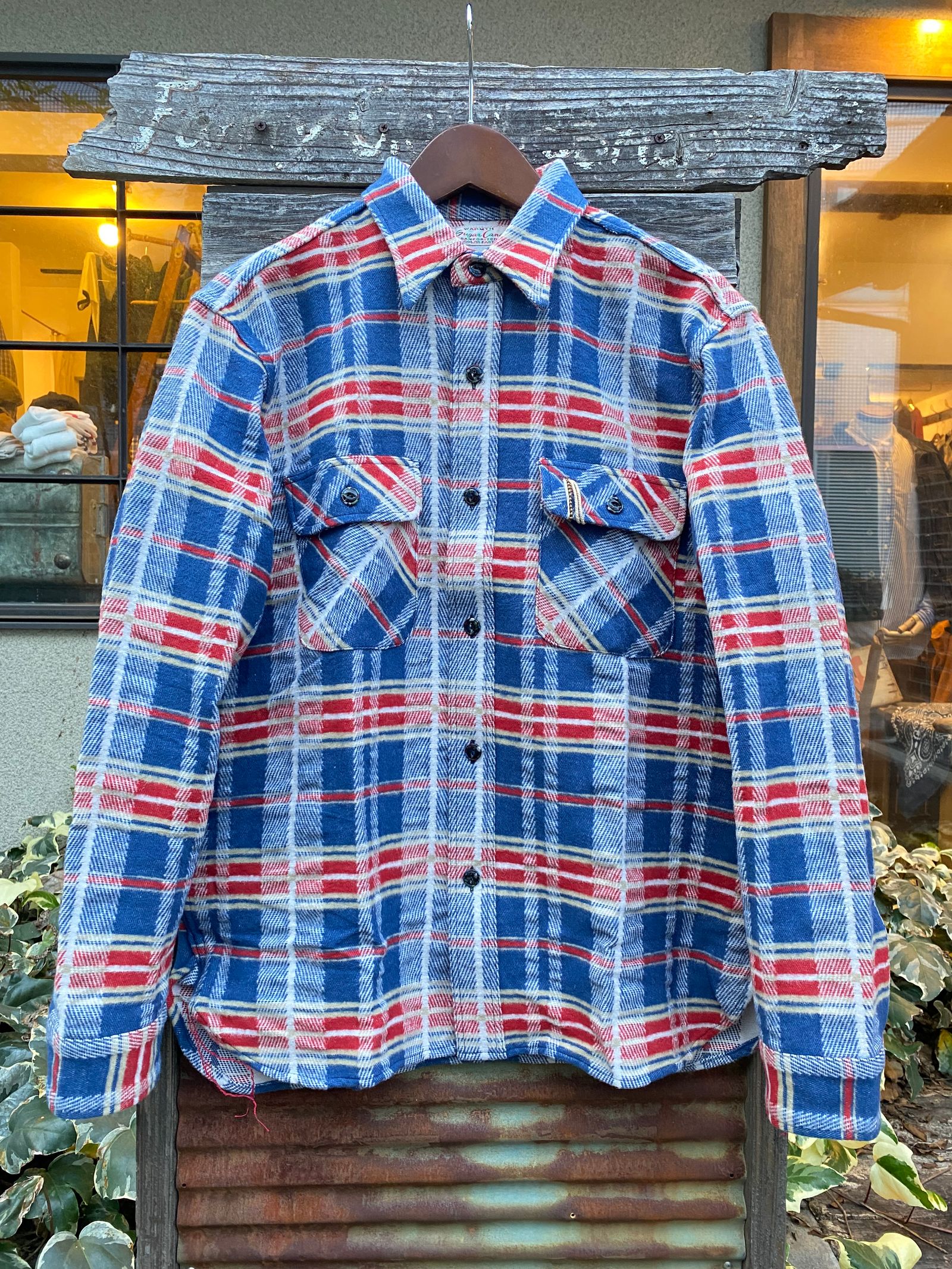 FICTION ROMANCE FANCY TWILL & DOUBLE WEAVE WORK SHIRT / ヘビーネルワークシャツ / ネルシャツ / チェックシャツ / NAVY (128)