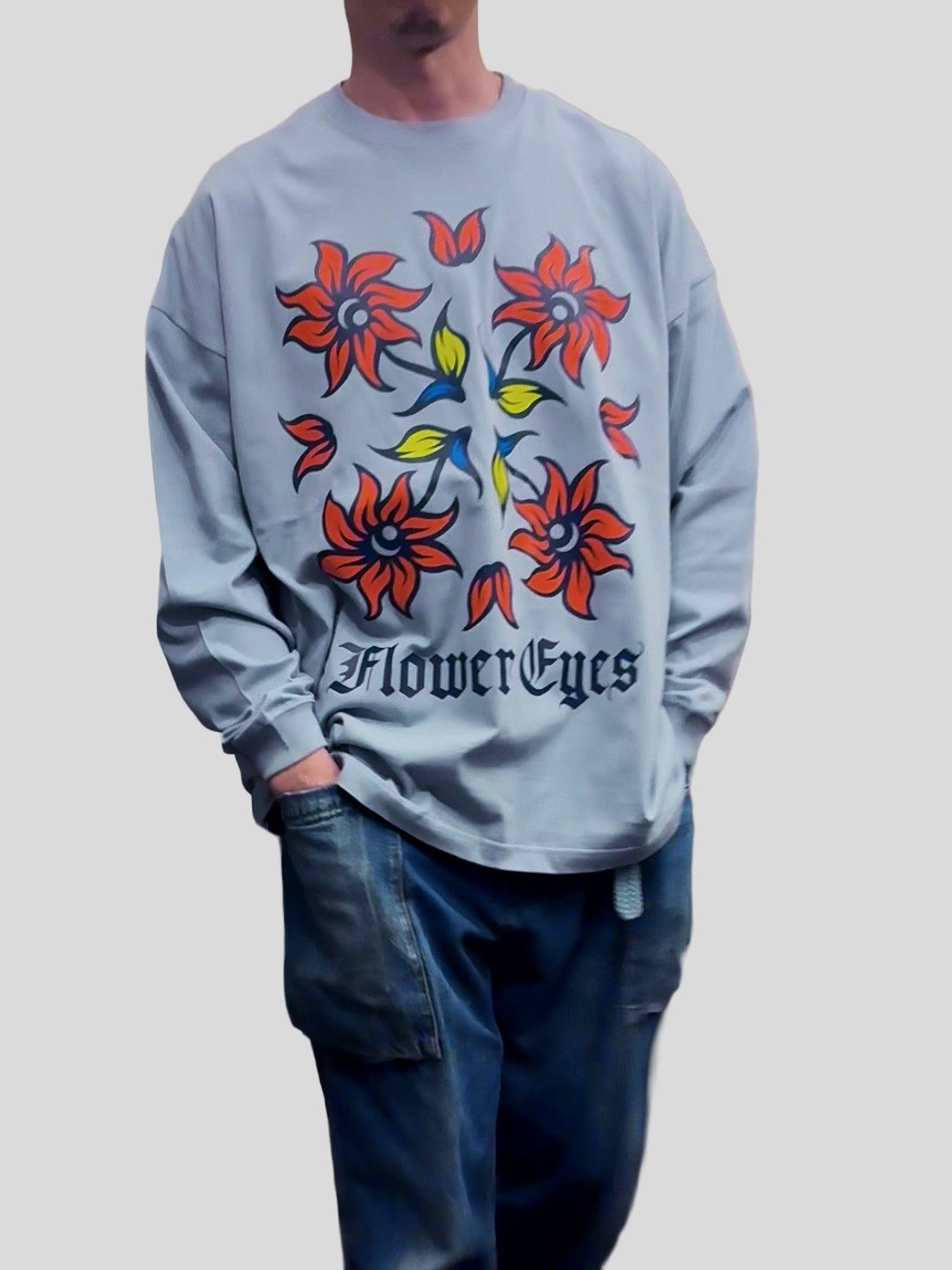 FLOWER EYES L/S TEE / ロングスリーブTシャツ / サックス / ナスングワム