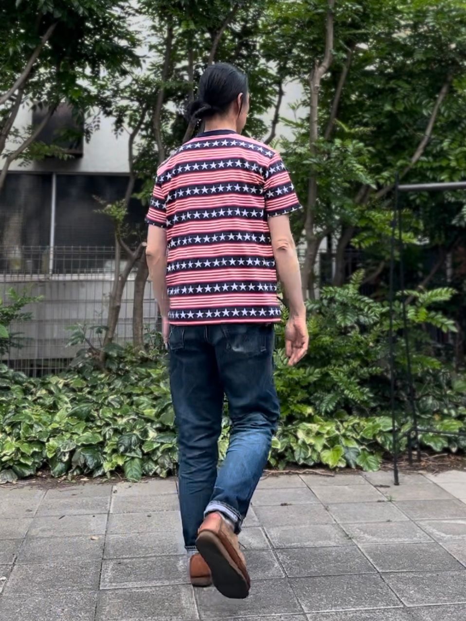 SC77705 / スターモチーフジャガード 半袖Tシャツ / ネイビー
