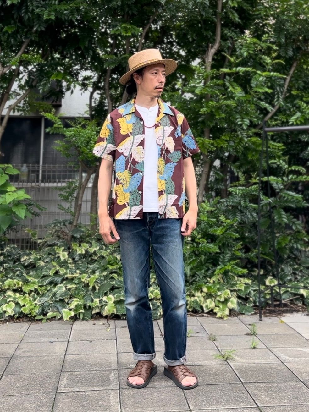 ALOHA SHIRT / “MONSTERA” / コットンリネン / 半袖オープンシャツ / モンステラ / アロハシャツ / ハワイアン / DK39093 / ブラウン(138)