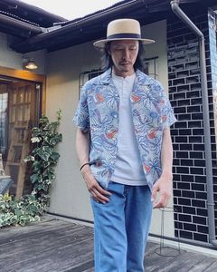 ALOHA SHIRTS “PALM BREEZING UP” / 半袖レーヨンシャツ / アロハシャツ / ハワイアン / ヤシの木 / SS38798 / クリーム (155)