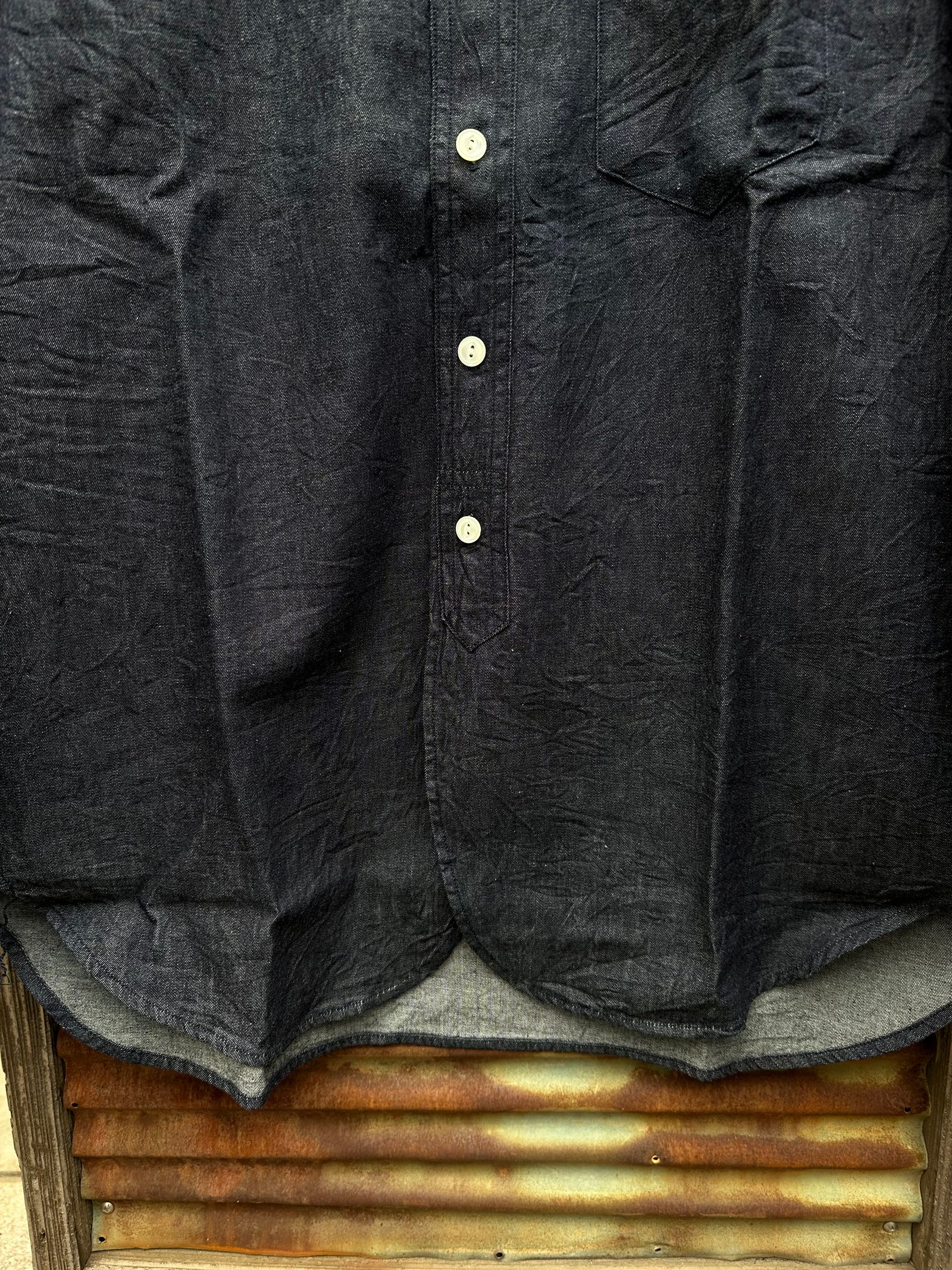F3470 / DENIM BAND COLLAR SHIRT / デニムバンドカラーシャツ / WAワンウォッシュ