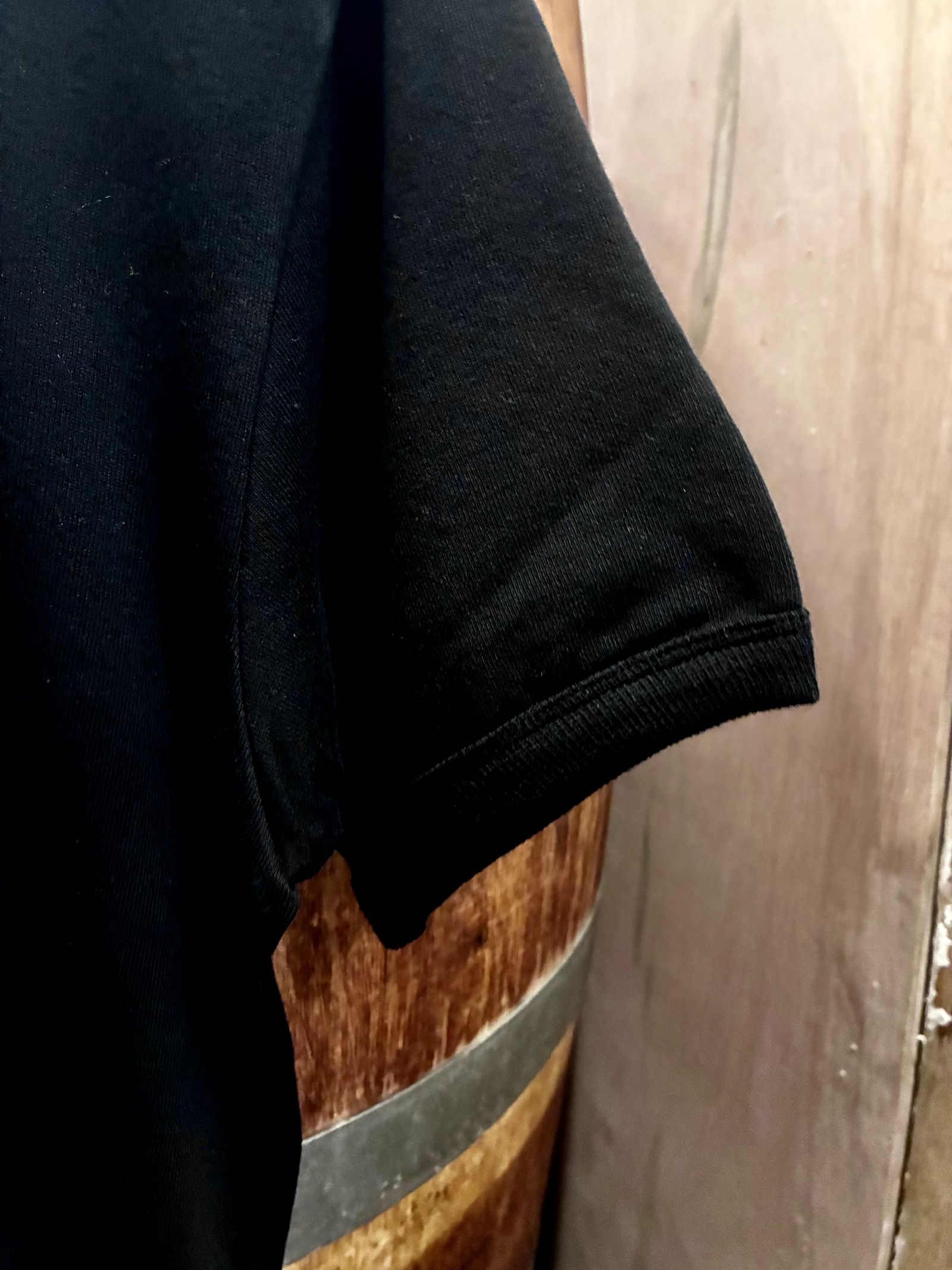 ミニ裏毛半袖リブTシャツ ブラック
