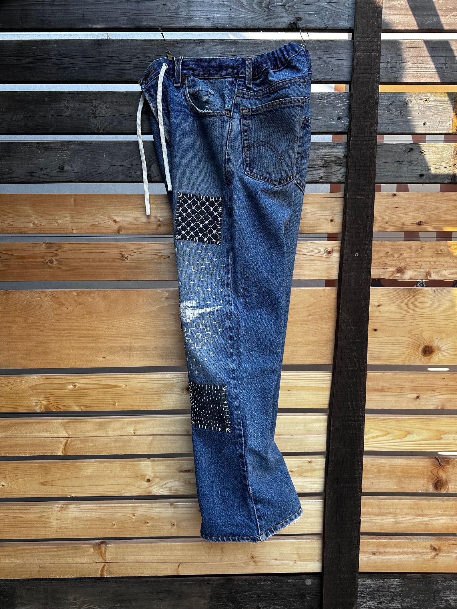 SASHIKO EASY DENIM PANTS / サシコイージーデニムパンツ  BLUE / L