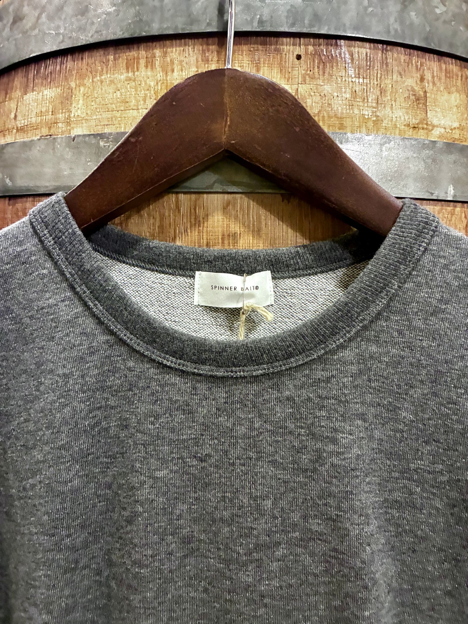 ミニ裏毛半袖リブTシャツ チャコール