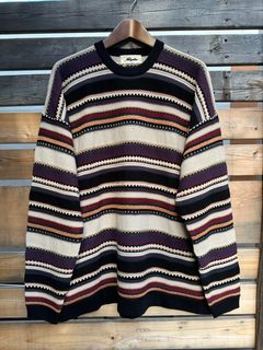 90's BORDER KNIT / ベージュ( パープル系 )