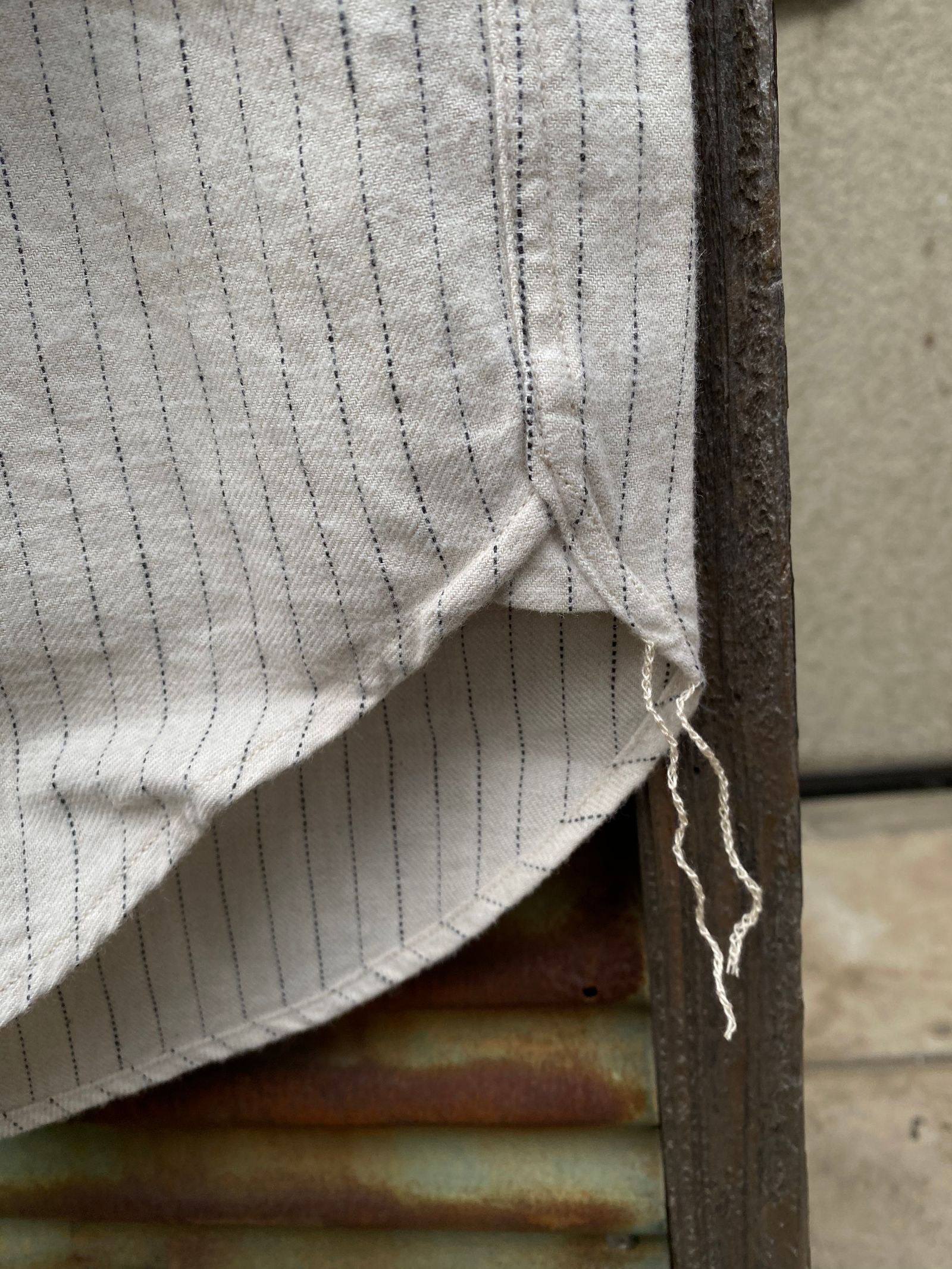 F3485 C/W STRIPE BANDCOLLAR / C/W ストライプ バンドカラー シャツ / IVORY
