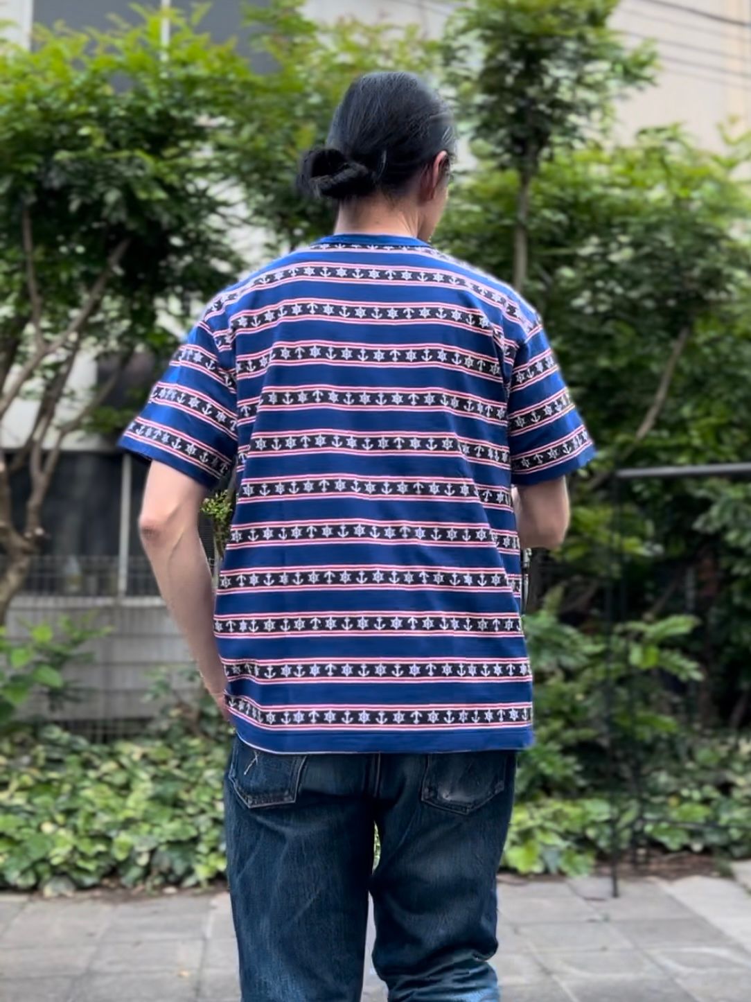 SC77706 / アンカーモチーフジャガード 半袖Tシャツ / ブルー