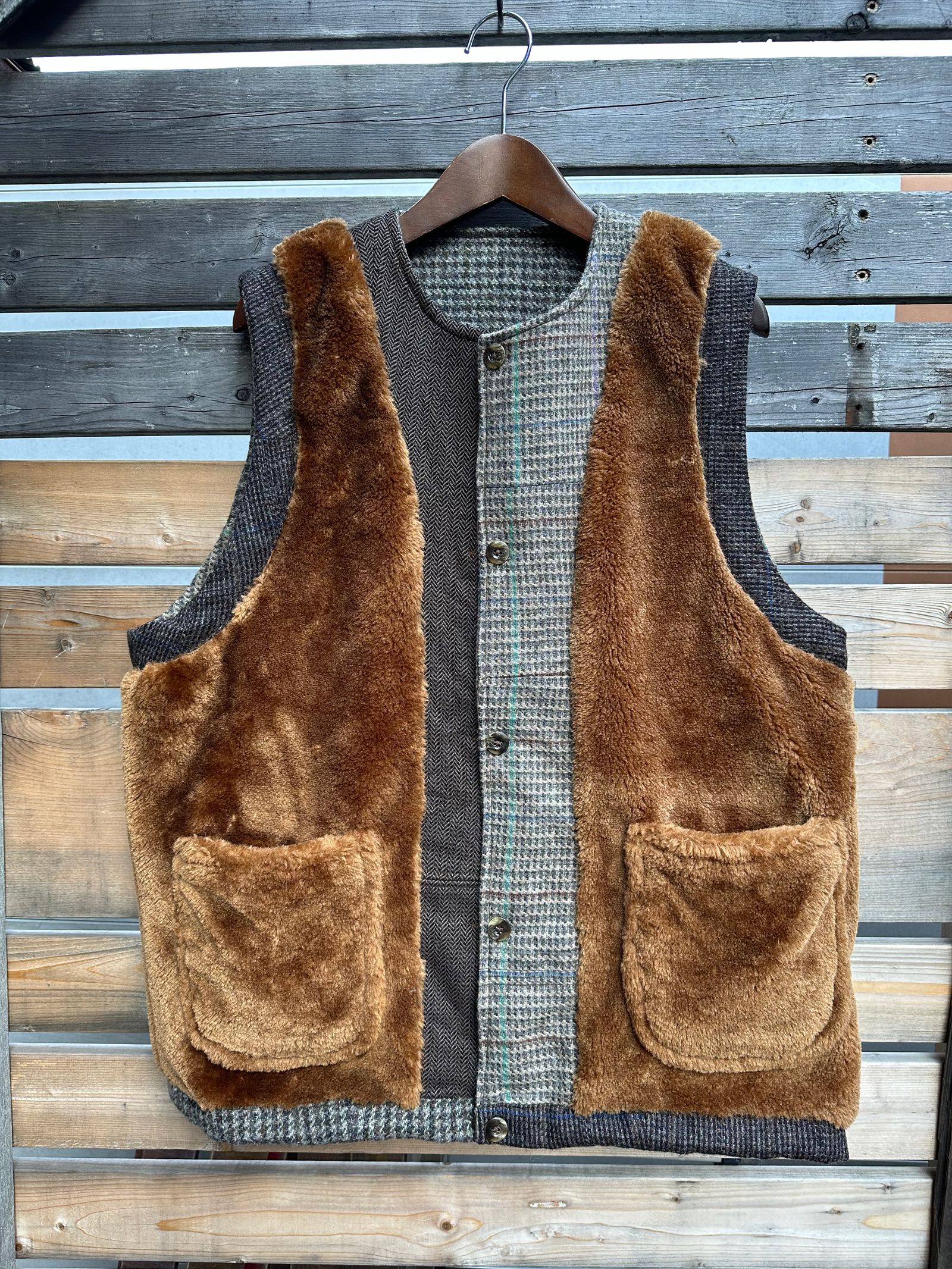 ARTISAN VEST / アルチザンベスト / リバーシブル / ツイード / ブラウンL