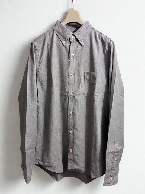 F3384 シャンブレーボタンダウンシャツ / グレー