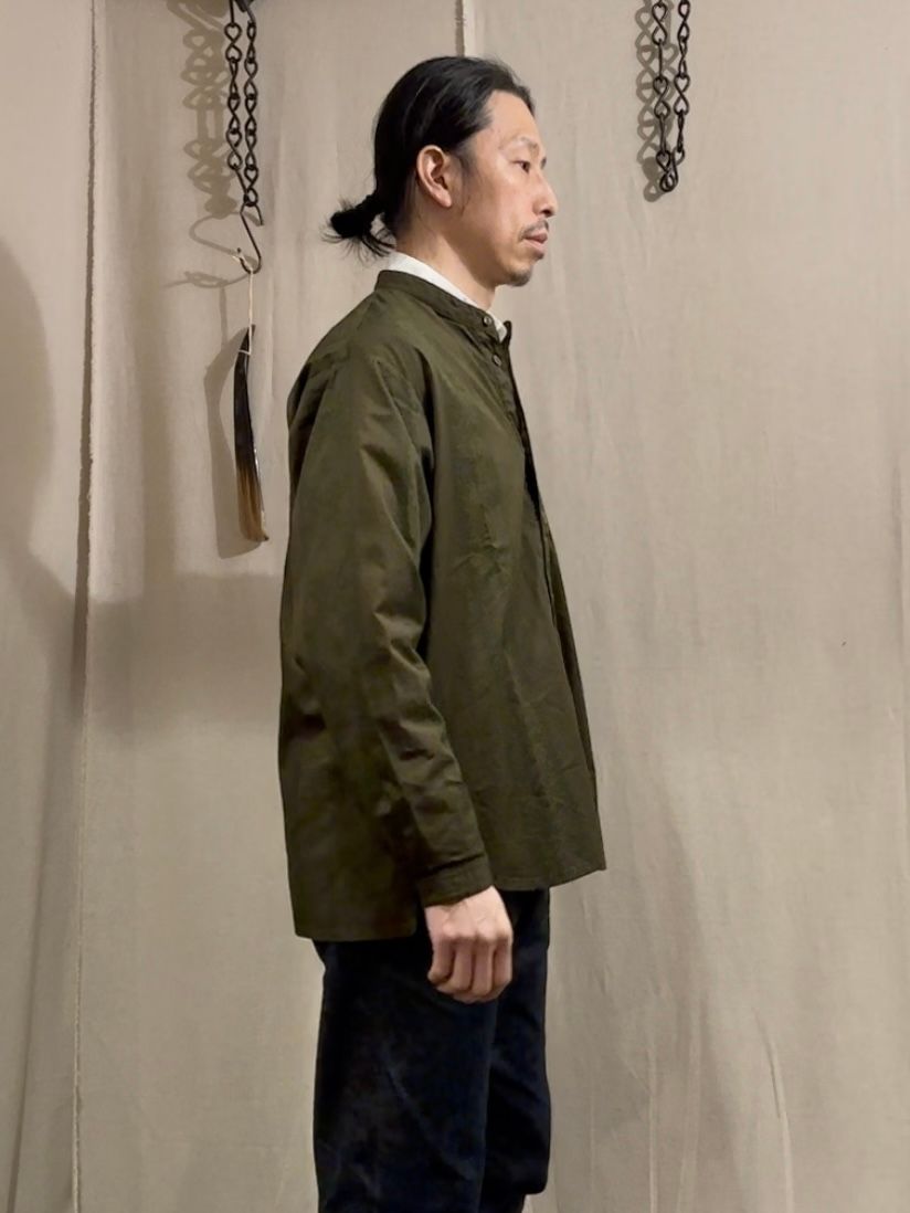 ナスングワム / ARTISAN SHIRT JACKET / バンドカラーシャツ / オリーブ