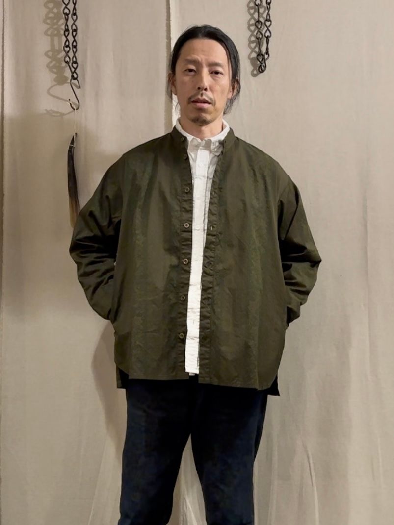 ナスングワム / ARTISAN SHIRT JACKET / バンドカラーシャツ / オリーブ