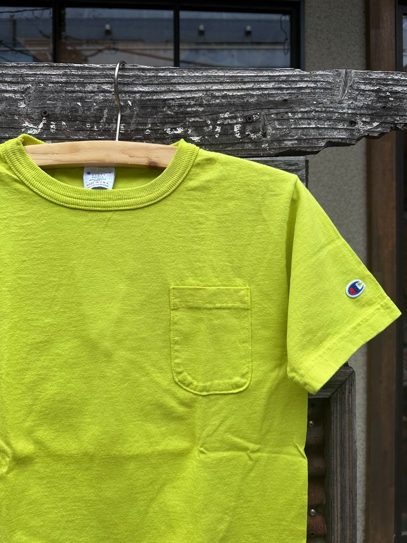 T1011 / ティーテンイレブン / ショートスリーブポケットTシャツ / MADE IN USA / ライムグリーン / デッドストック