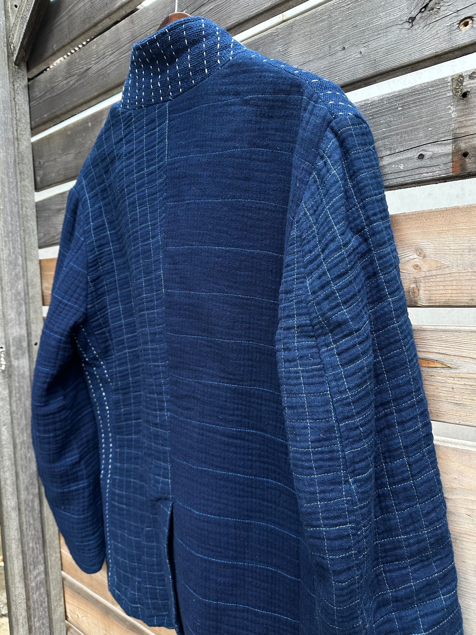 【LUCKY “福”SALE】INDIGO Wガーゼステッチワーク 3ピースセット(ジャケット×ベスト×パンツ)Mサイズ