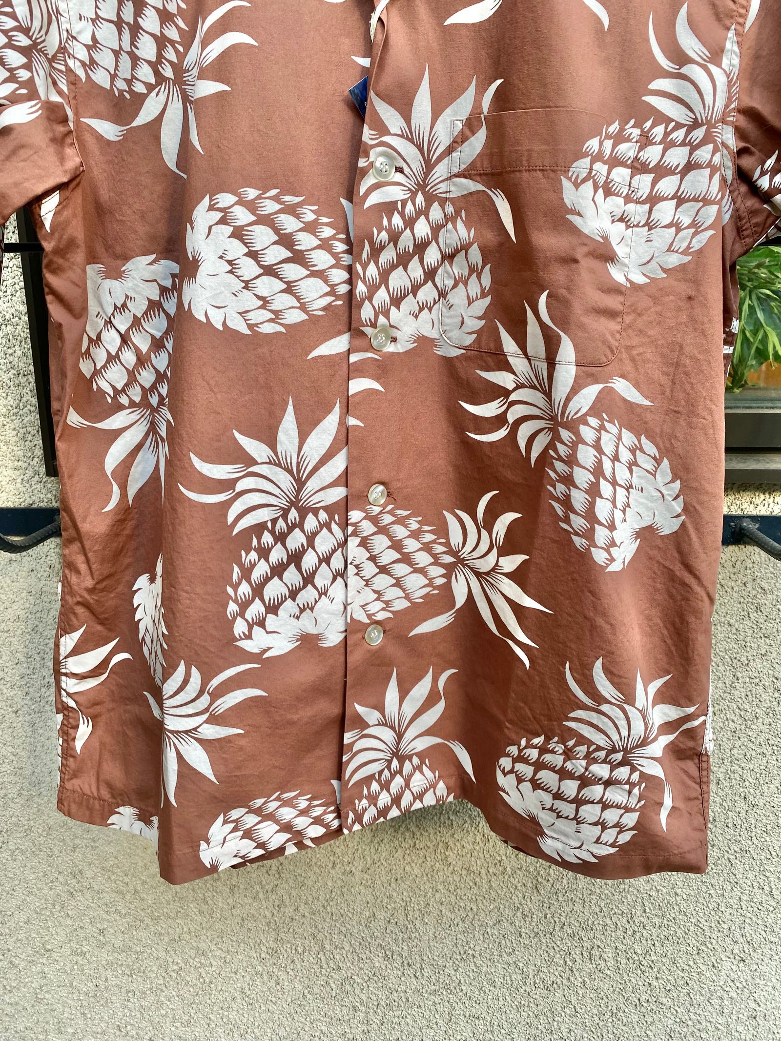 COTTON HAWAIIAN SHIRT “DUKE'S PINEAPPLE” / アロハシャツ / パイナップル柄  / ブラウン (138)