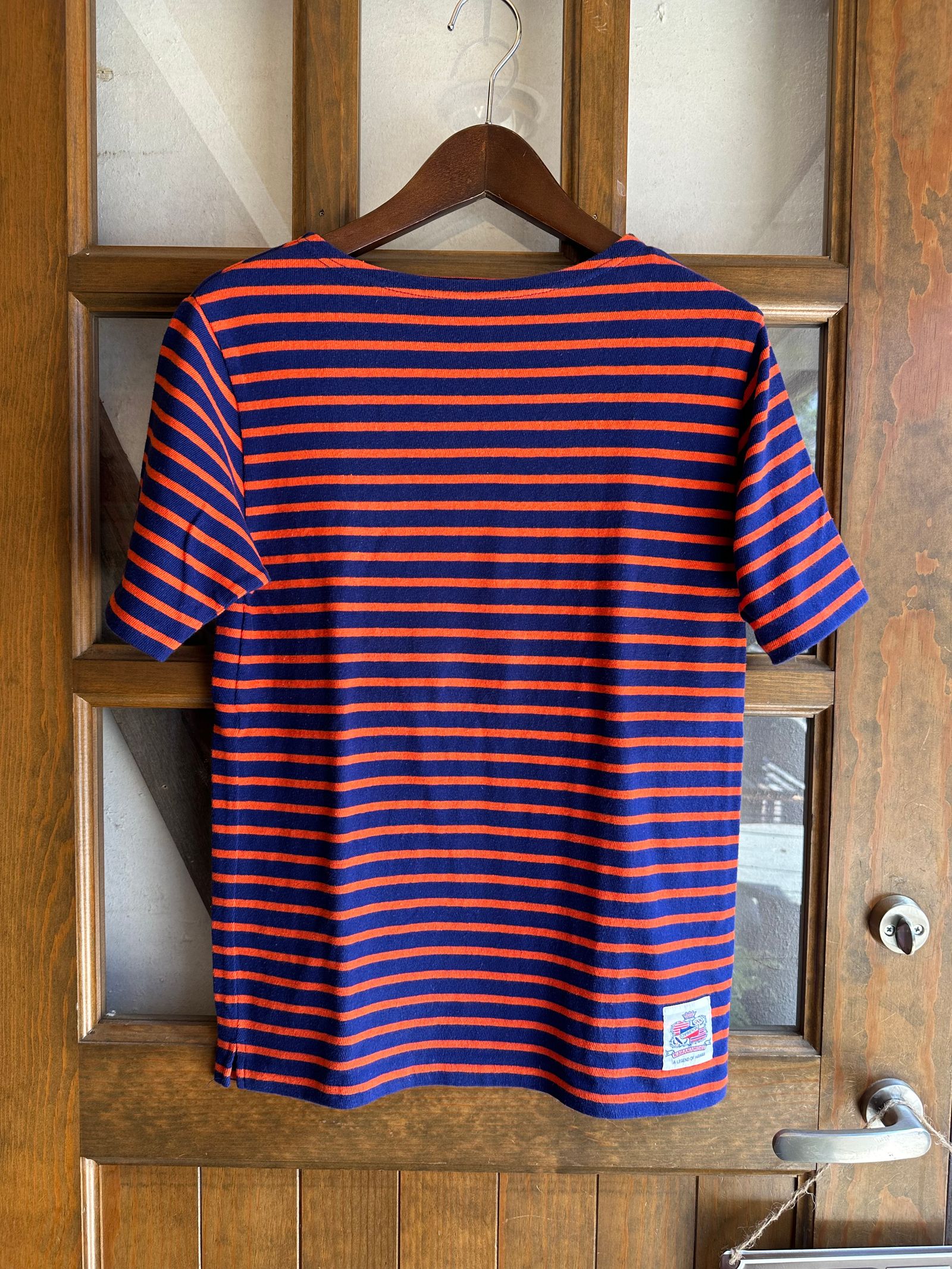 ボーダーボートネックTシャツ / ネイビー