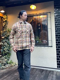 SC28956 / TWILL CHECK WORK SHIRT / ヘビーネルワークシャツ / ネルシャツ / チェックシャツ / BEIGE (133)