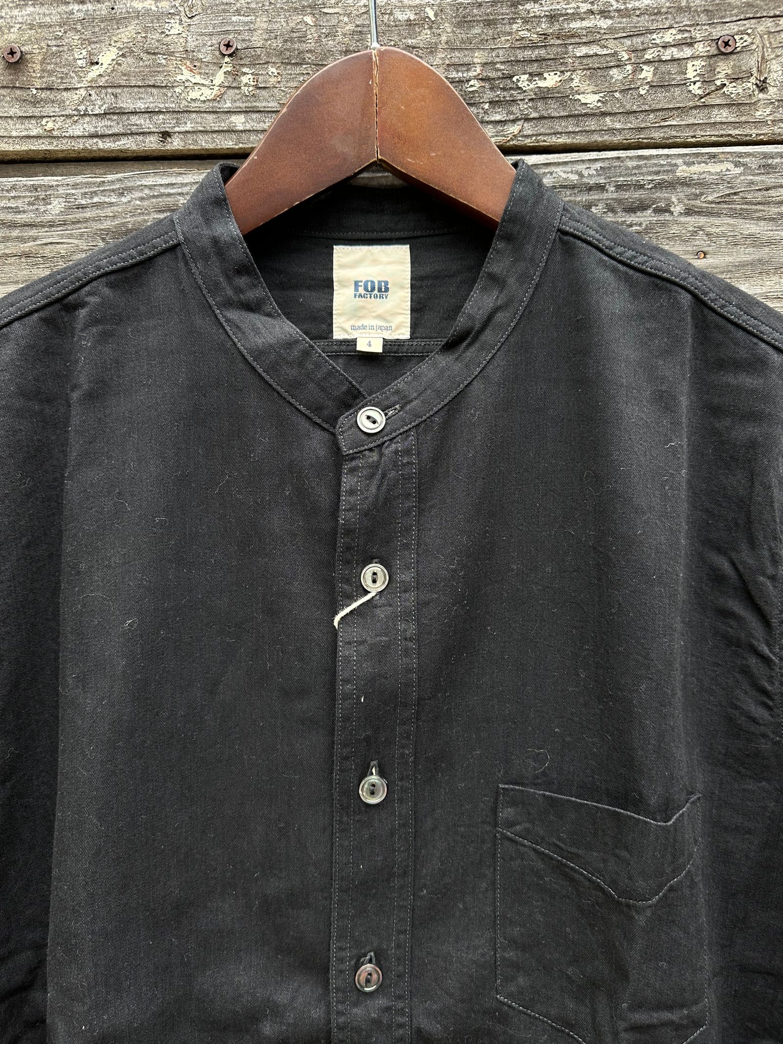 FOB FACTORY - F3470 / DENIM BAND COLLAR SHIRT / デニムバンドカラー