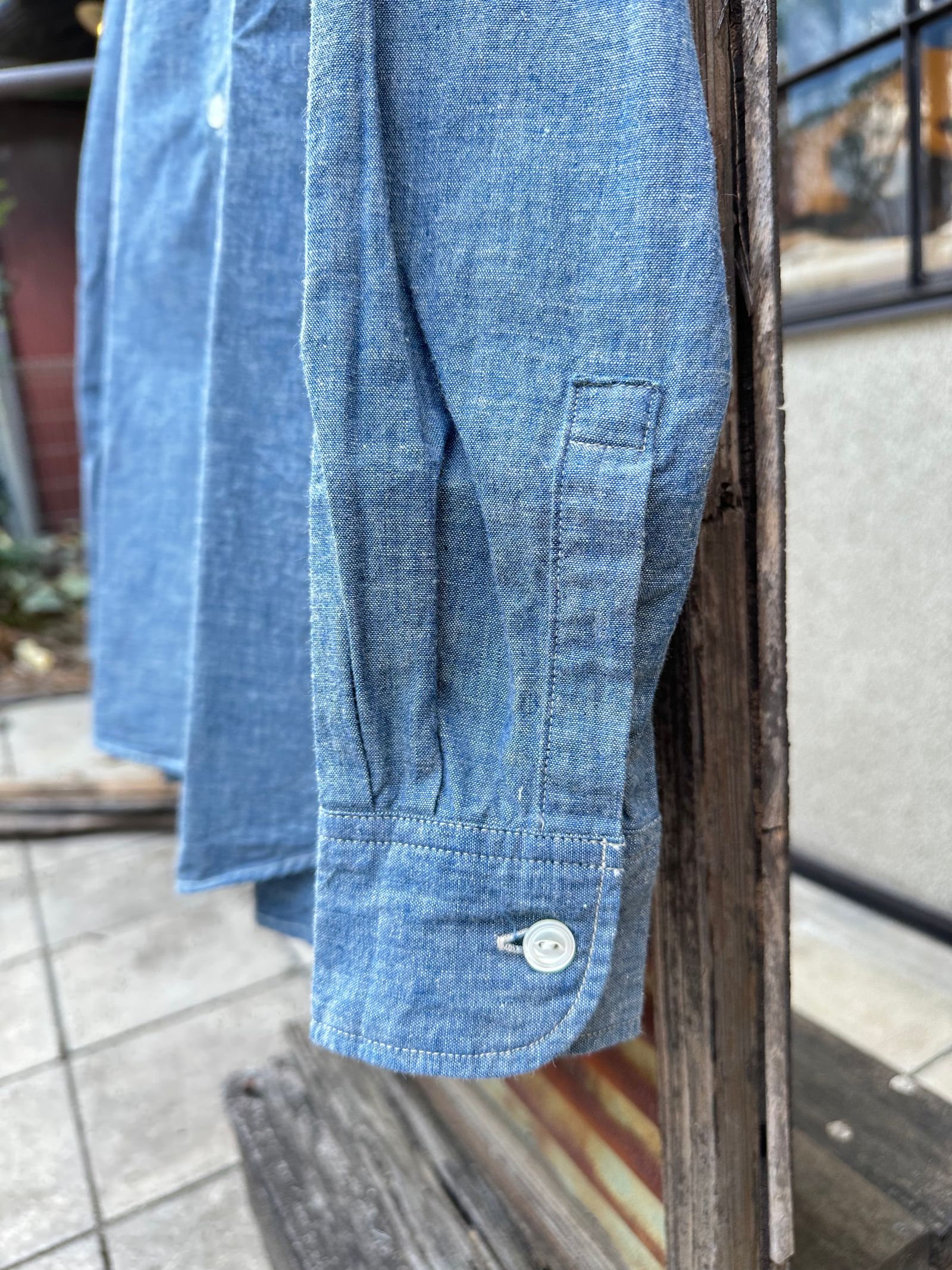 F3428 / BAND COLLAR SHIRT / シャンブレーバンドカラーシャツ / ブルー
