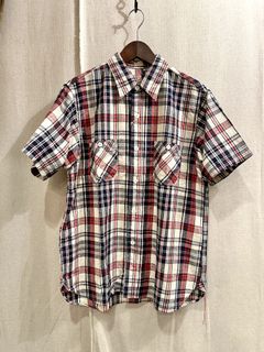 シュガーケーン / コットンリネン マドラスチェック 半袖ワークシャツ