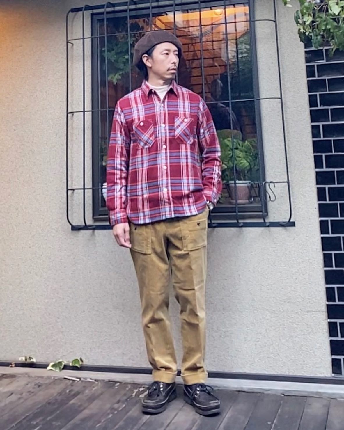 TWILL CHECK L/S WORK SHIRT / ヘビーネルワークシャツ / ネルシャツ / チェックシャツ / SC28746 / ワイン