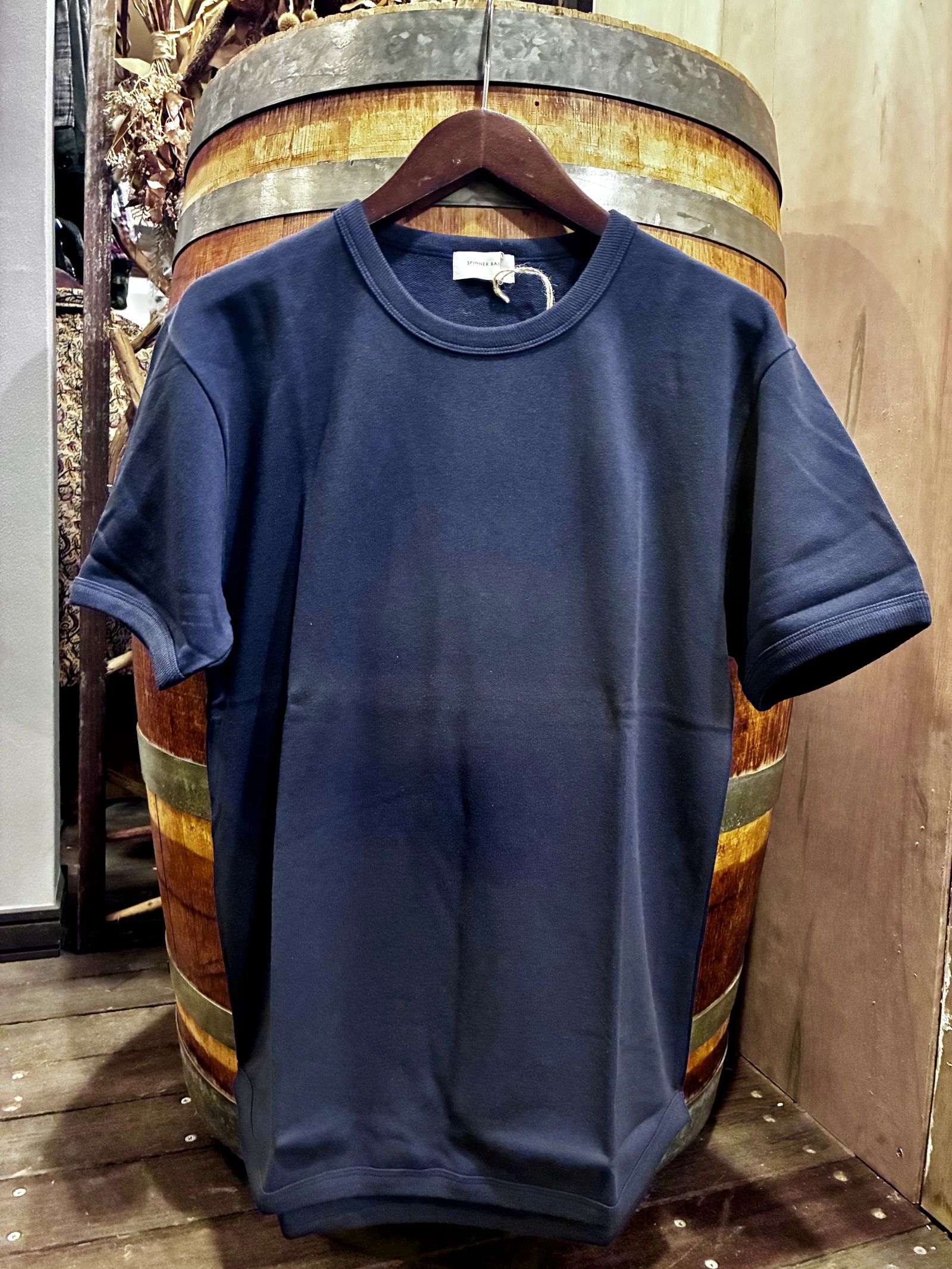 ミニ裏毛半袖リブTシャツ ネイビー