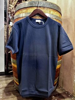 ミニ裏毛半袖リブTシャツ ネイビー