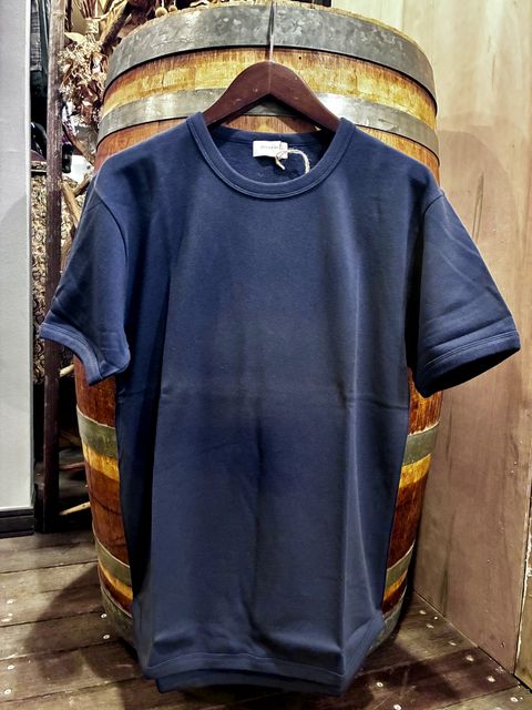ミニ裏毛半袖リブTシャツ ネイビー