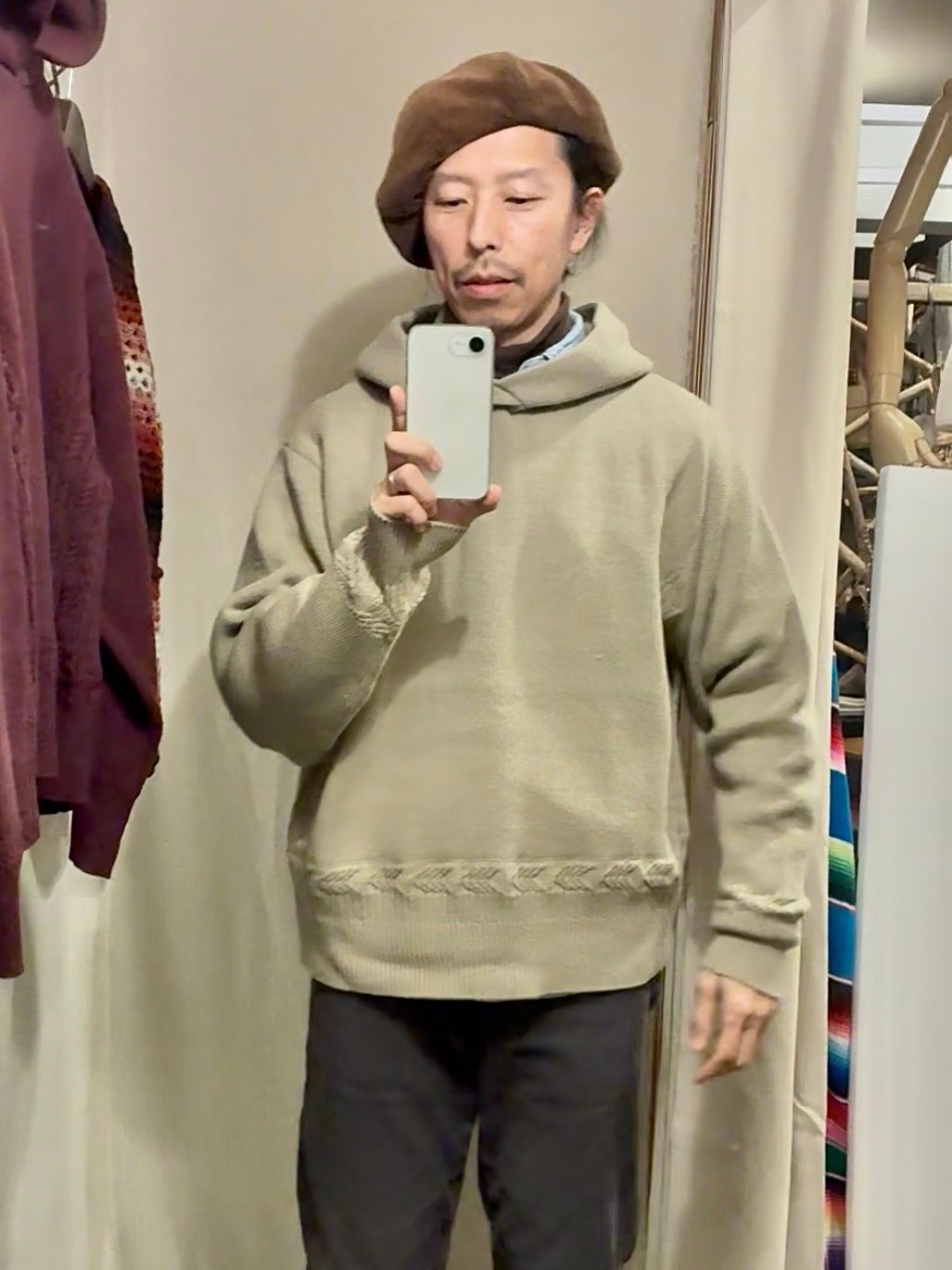 ACTUALLY PARKA / ニットパーカー / グレージュ / ナスングワム