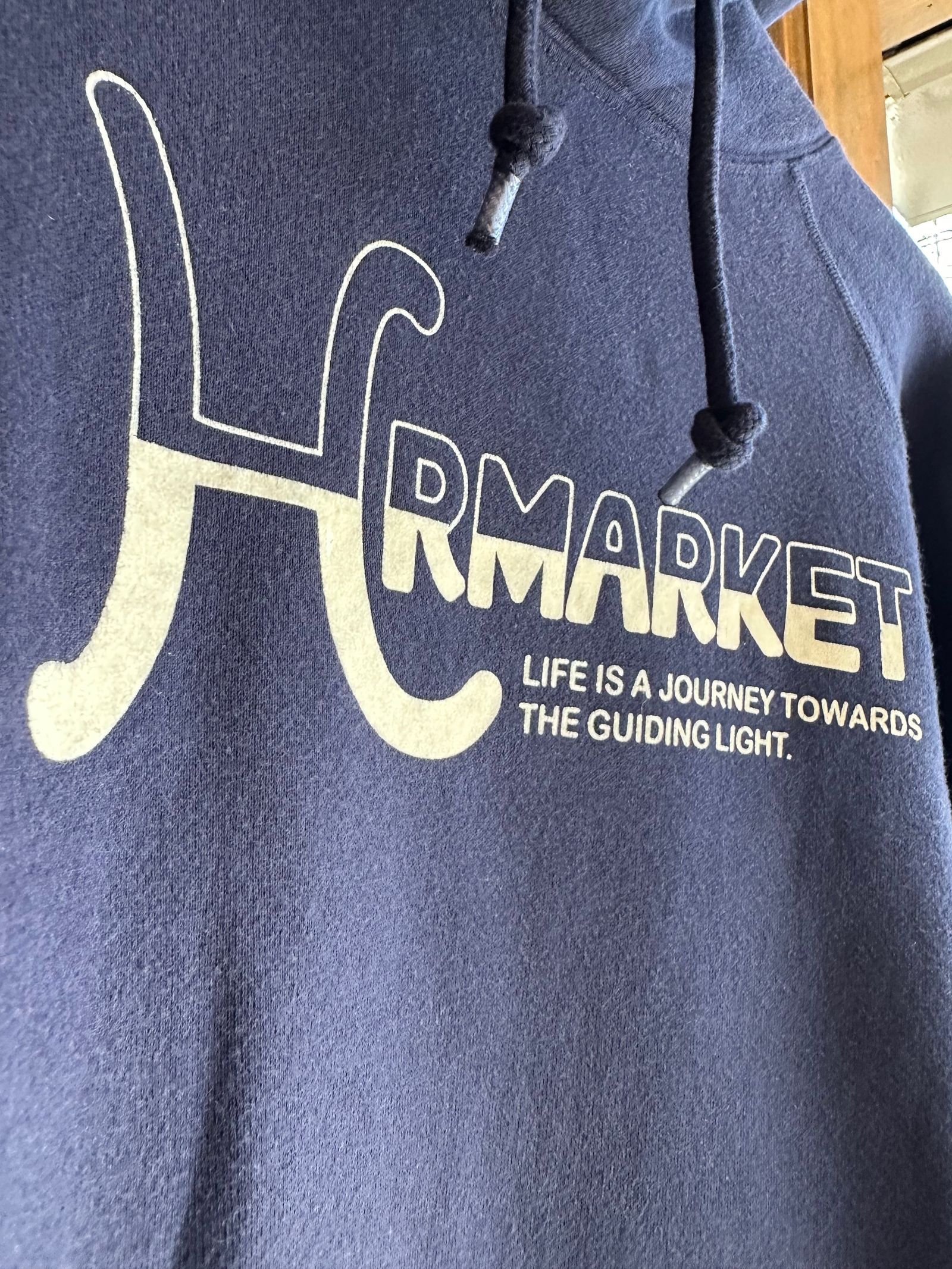 HR MARKET 2トーンフロッキー スウェットプルパーカー / ネイビー