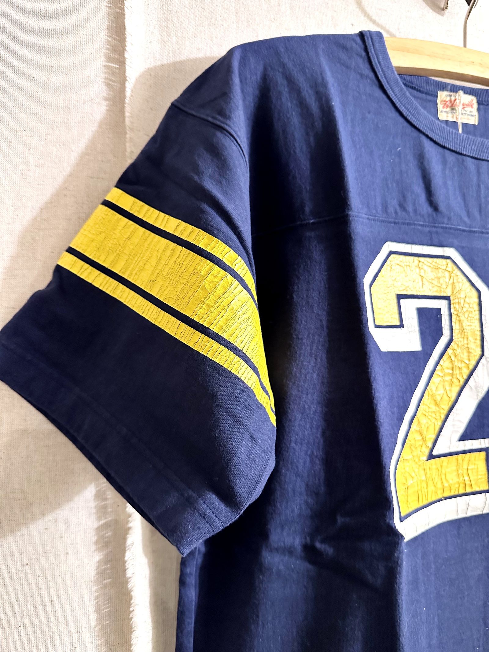 WHITESVILLE / ホワイツビル 14/- HALF SLEEVE FOOTBALL T-SHIRT  W/PRINT/ ナンバリング半袖フットボールTシャツ / WV79156 ネイビー(128)