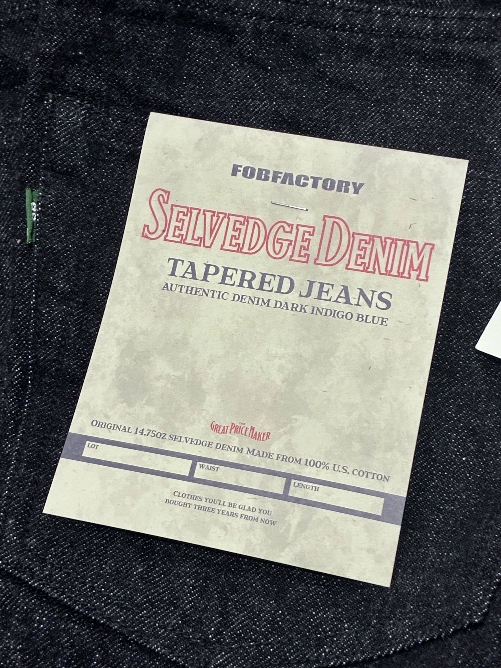 FOBファクトリー / F153 SELVEDGE DENIM TAPERED 5P / セルビッジデニム テーパード5P / ブラックデニム