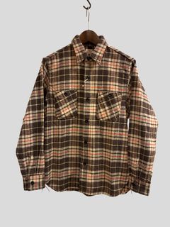 ヘビーツイルチェックワークシャツ/HEAVY TWILL CHECK WORK SHIRT / ヘビーネルワークシャツ / ネルシャツ / SC28232 / ブラウン(138)