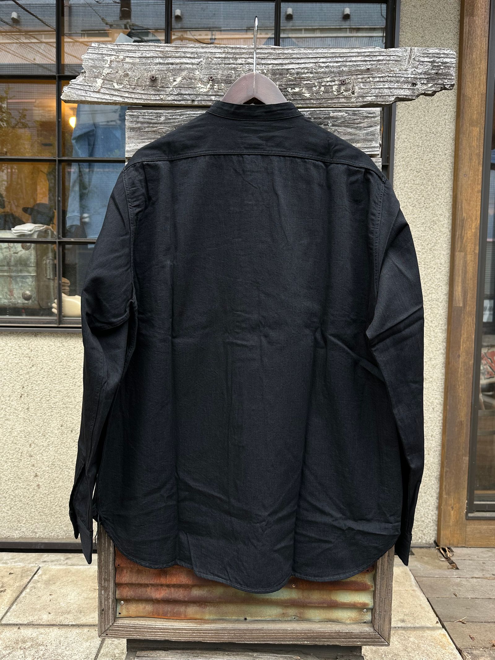 F3470 / DENIM BAND COLLAR SHIRT / デニムバンドカラーシャツ / ブラック