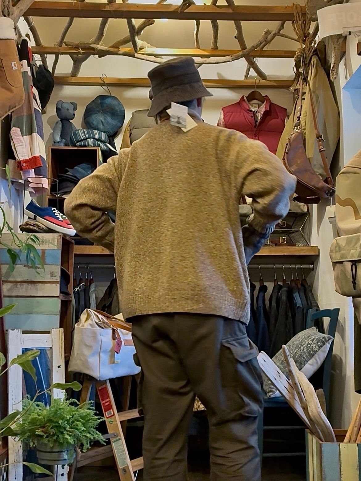 GRAIN CARDIGAN / ミックスニットカーディガン / ブラウン / ナスングワム