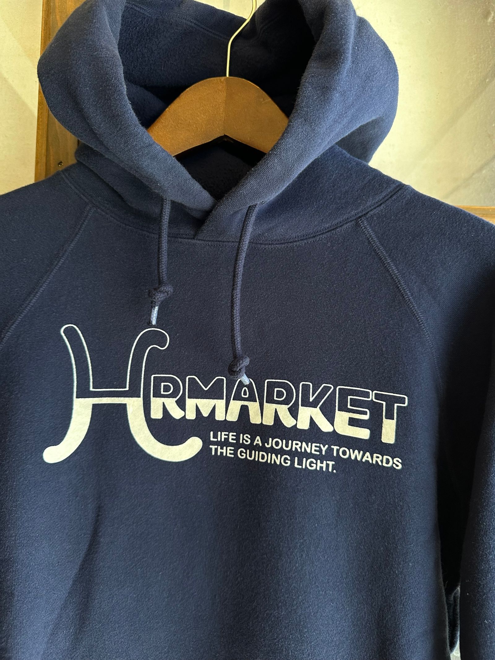 HR MARKET 2トーンフロッキー スウェットプルパーカー / ネイビー