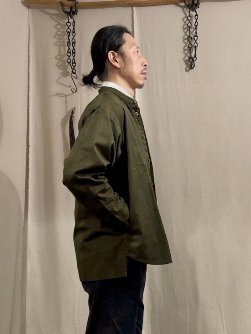 ナスングワム / ARTISAN SHIRT JACKET / バンドカラーシャツ / オリーブ
