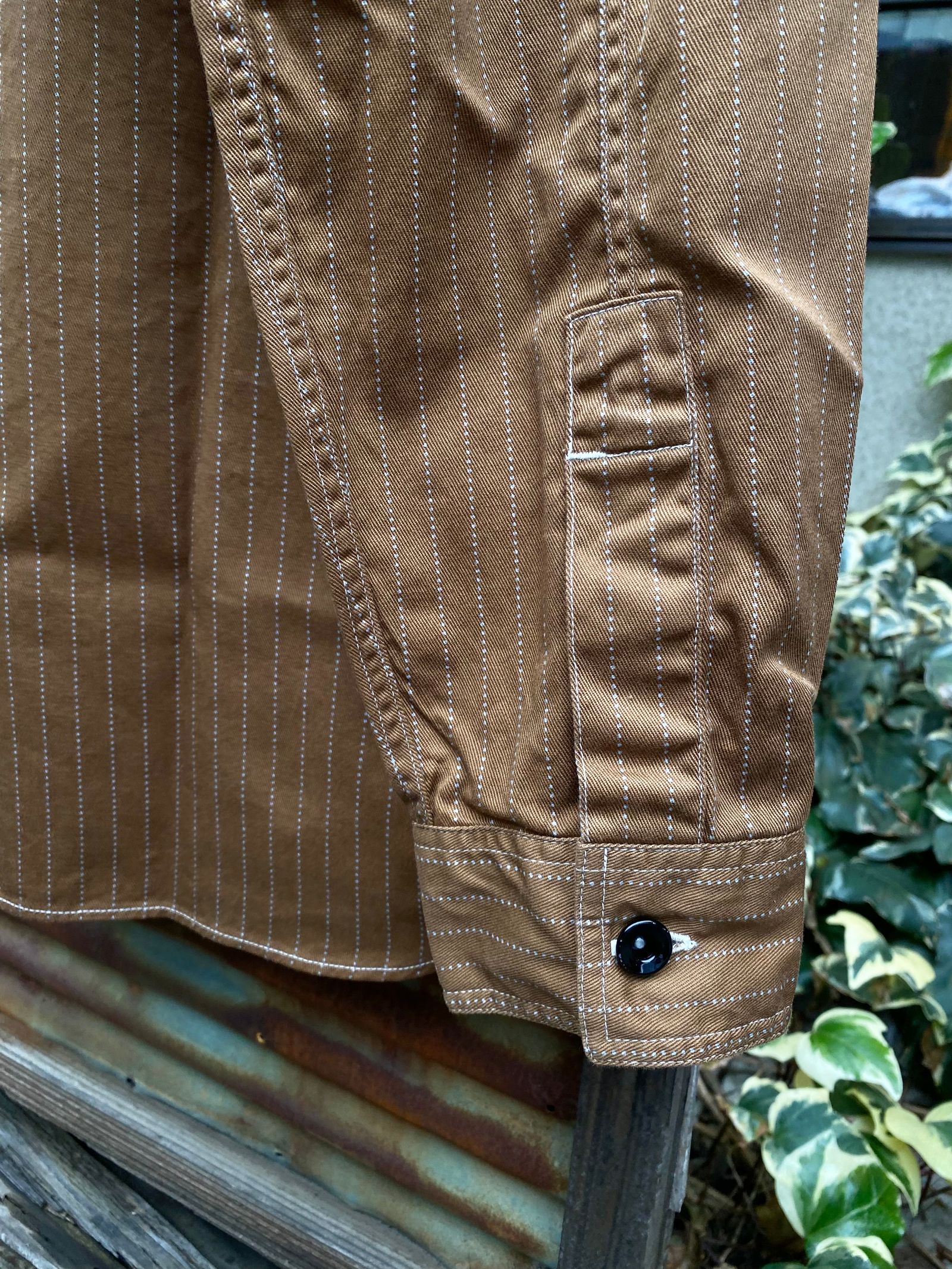 SC28516 / FICTION ROMANCE 8.5oz. BROWN WABASH STRIPE WORK SHIRT / ブラウンウォバッシュ ストライプワークシャツ