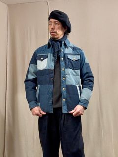 デニムパッチワークダウンシャツ