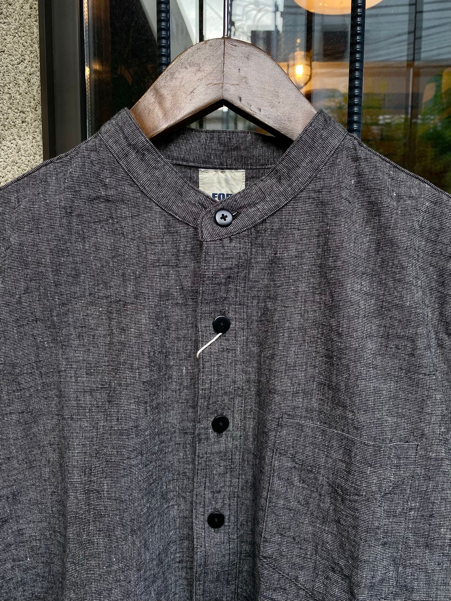 F3471 / C/L TWEED BAND COLLAR SHIRT / CLツイードバンドカラーシャツ / ブラック