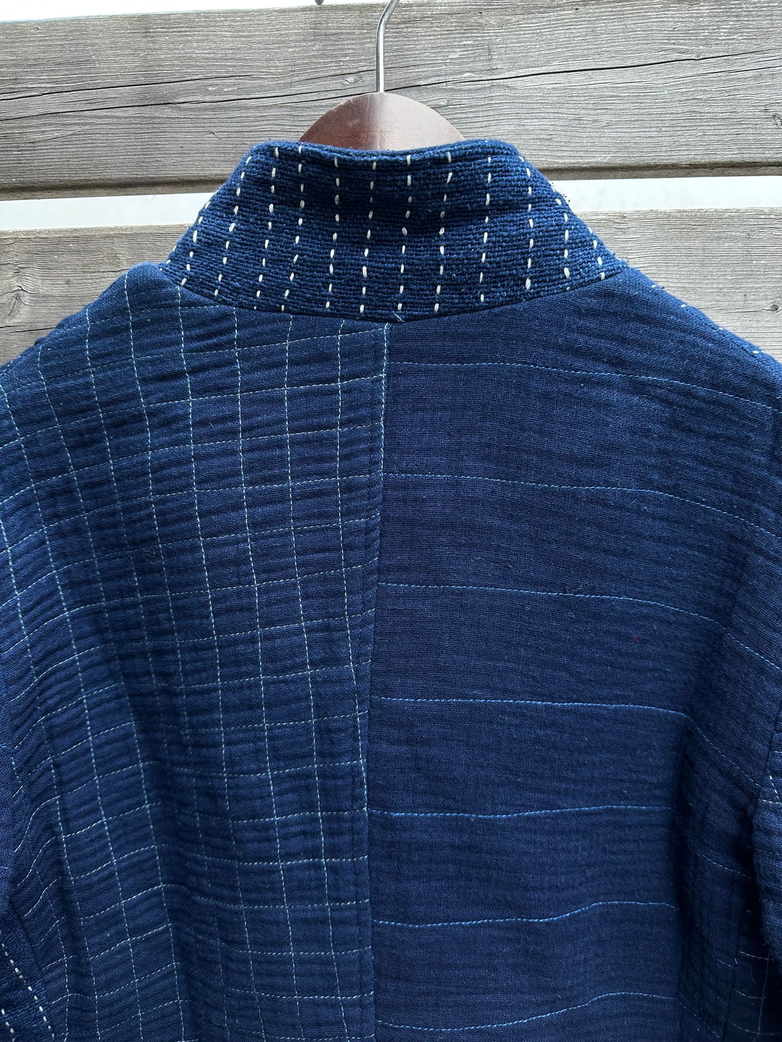 【LUCKY “福”SALE】INDIGO Wガーゼステッチワーク 3ピースセット(ジャケット×ベスト×パンツ)Mサイズ