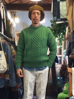 ARAN WOOLLEN MILLS / アランウーレンミルズ / トラディショナルアランセーター / グリーン