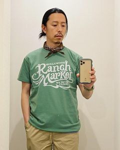 ハリウッドランチマーケット HOLLYWOOD RANCH MARKET / オールドスクエアロゴ Tシャツ グリーン