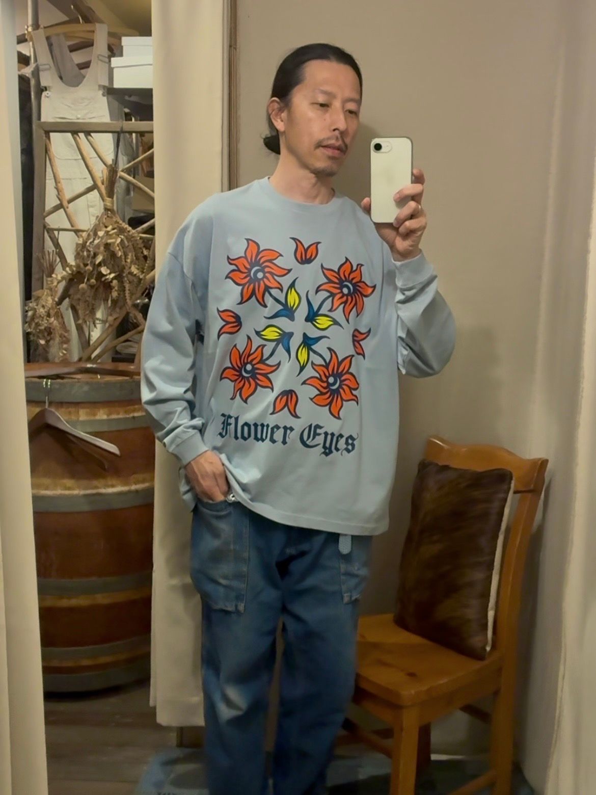 FLOWER EYES L/S TEE / ロングスリーブTシャツ / サックス / ナスングワム