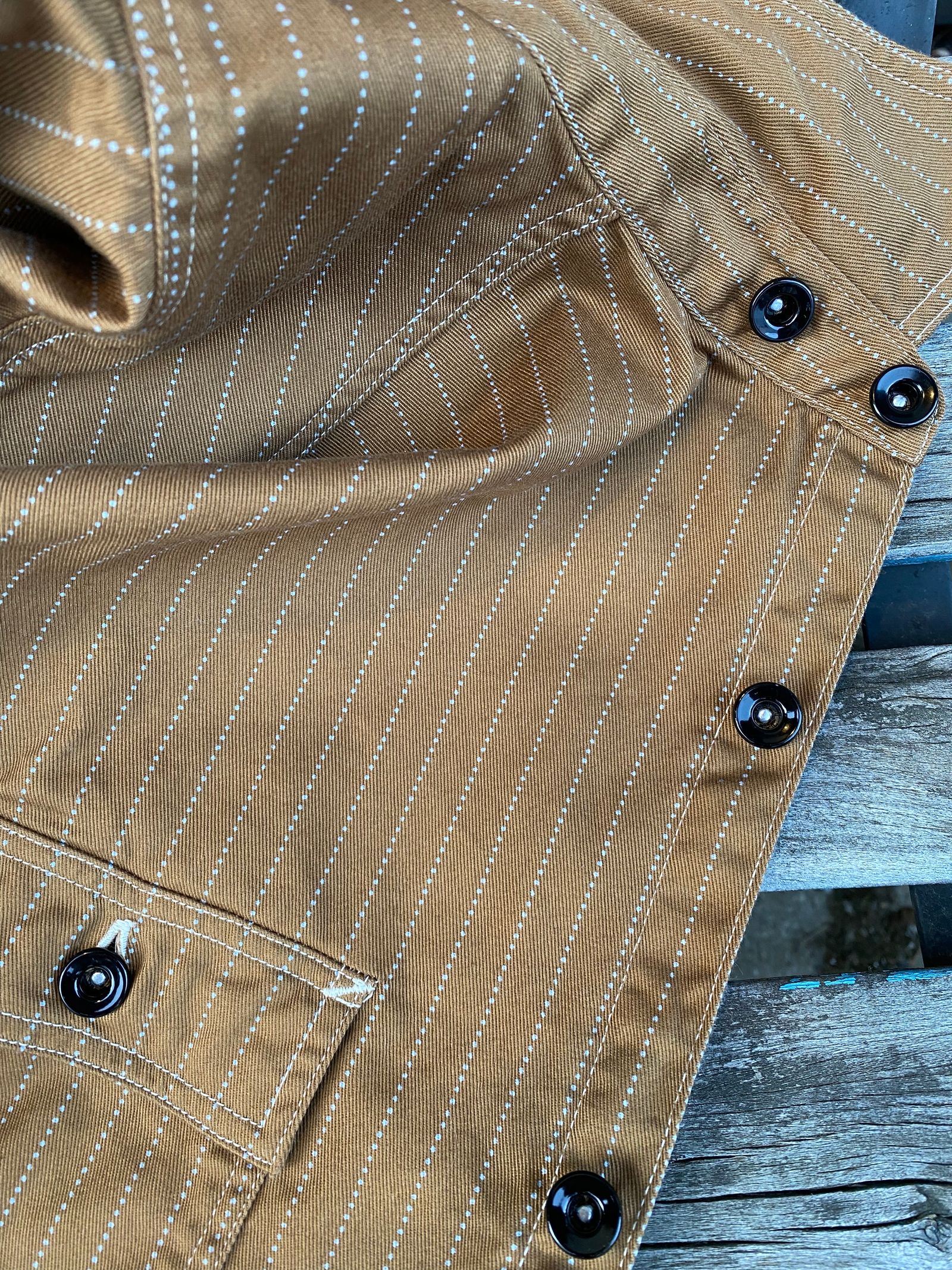 SC28516 / FICTION ROMANCE 8.5oz. BROWN WABASH STRIPE WORK SHIRT / ブラウンウォバッシュ ストライプワークシャツ