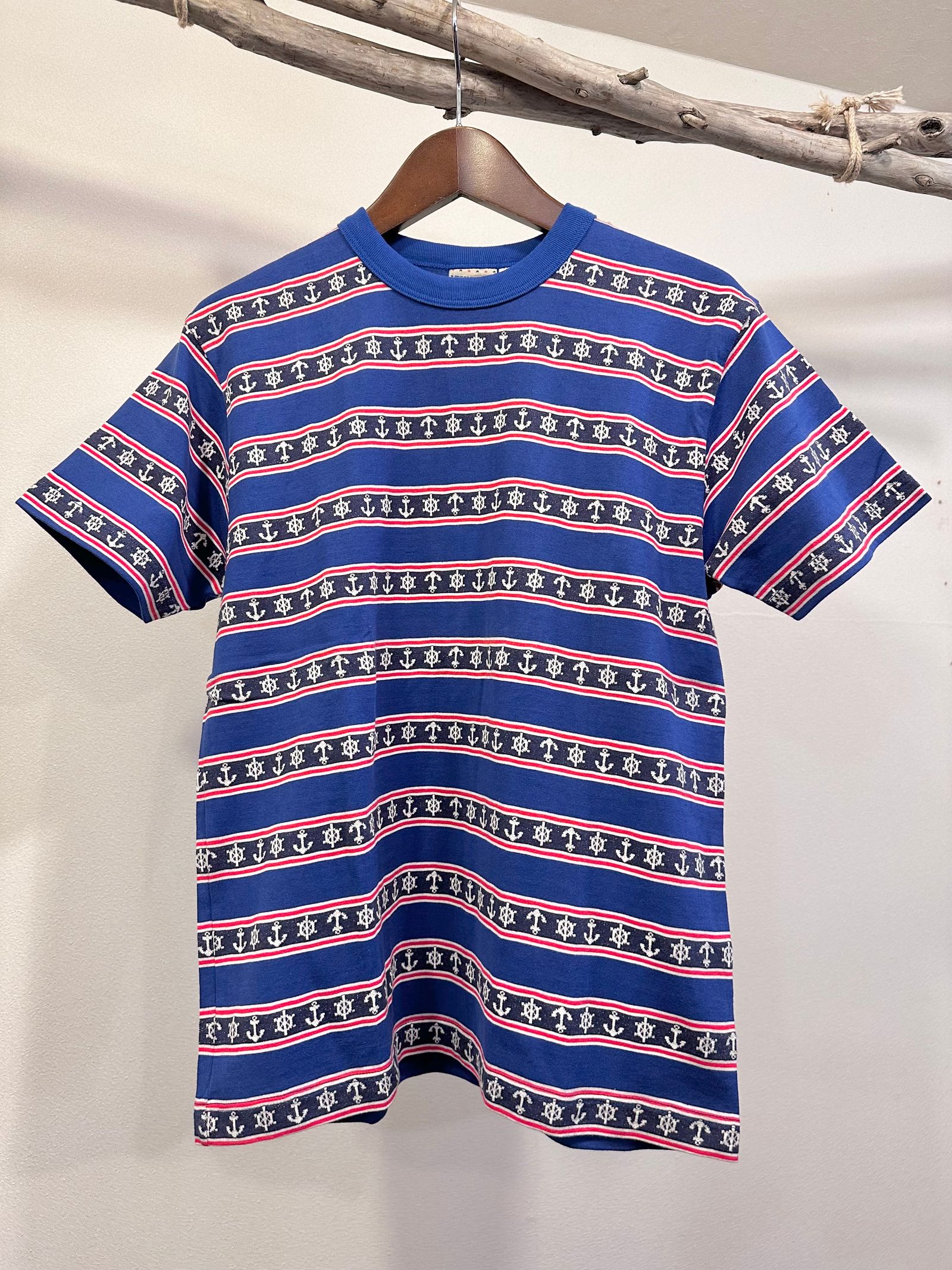 SC77706 / アンカーモチーフジャガード 半袖Tシャツ / ブルー